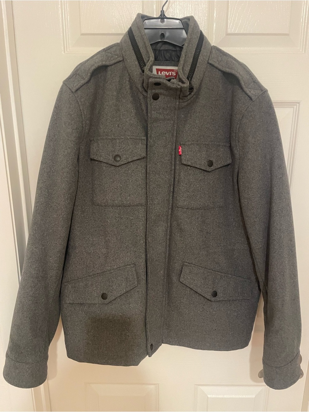 Levi's Men's Gray Military-Style Wool Blend Jacket, Size M, NWOT